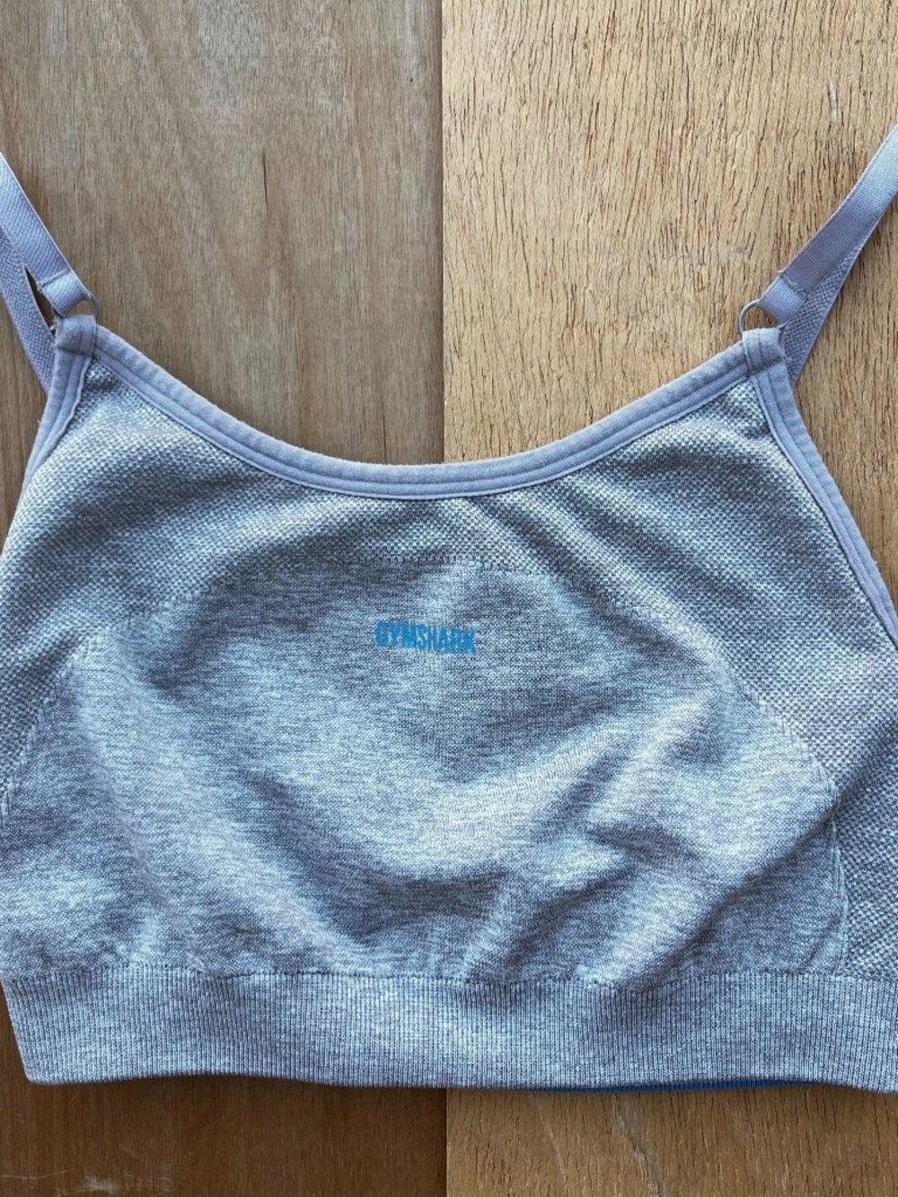GYMSHARK FLEX STRAPPY SPORTS BRA Women’s sz S Heather Gray Blue